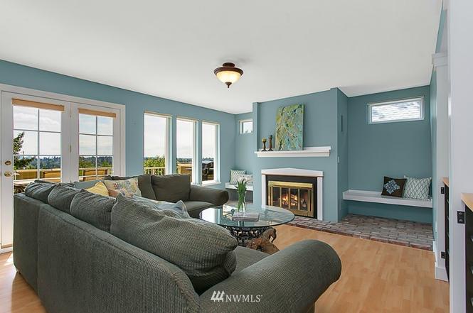 Family room - fireplace & French doors to deck